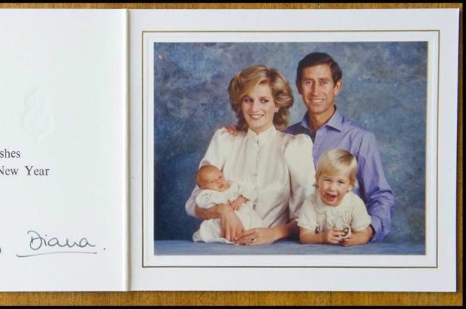Prince Charles and Princess Diana Christmas Card in 1984 with Prince William and baby Prince Harry