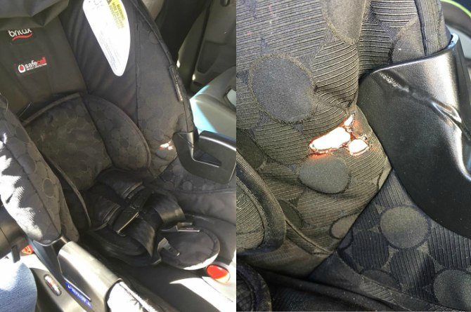 baby car seat burned